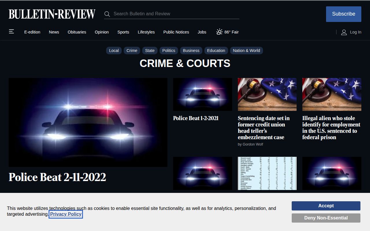 Crawford County crime news and arrest record section at Denison Bulletin and Review