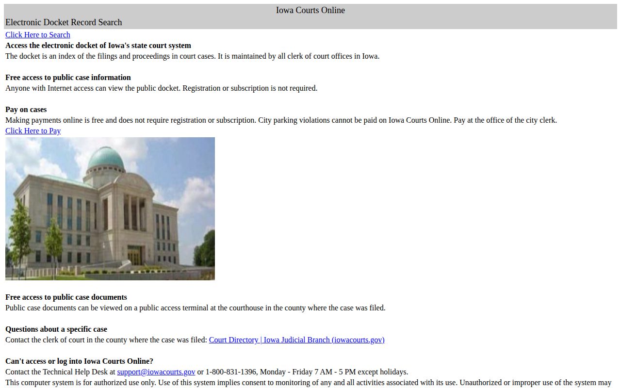 Iowa Courts Online Crawford County arrest case disposition search