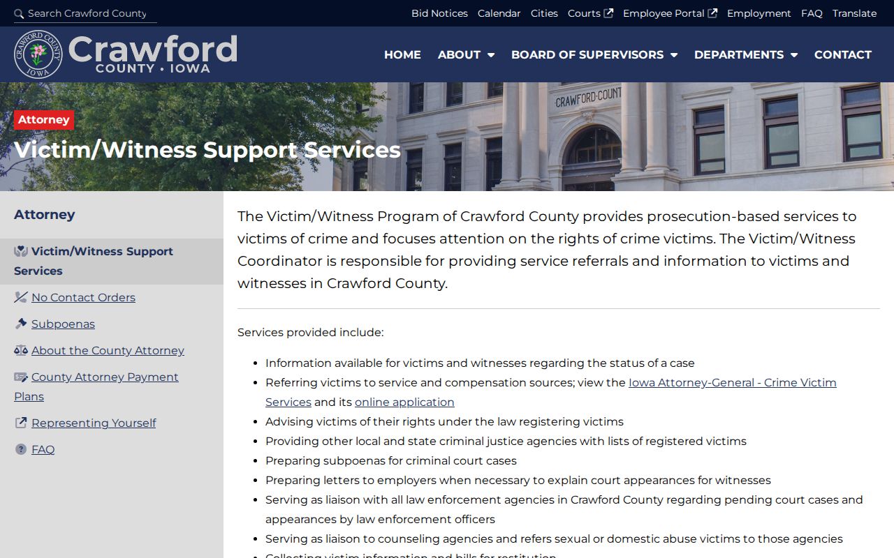 Crawford County IowaVINE jail custody alert information