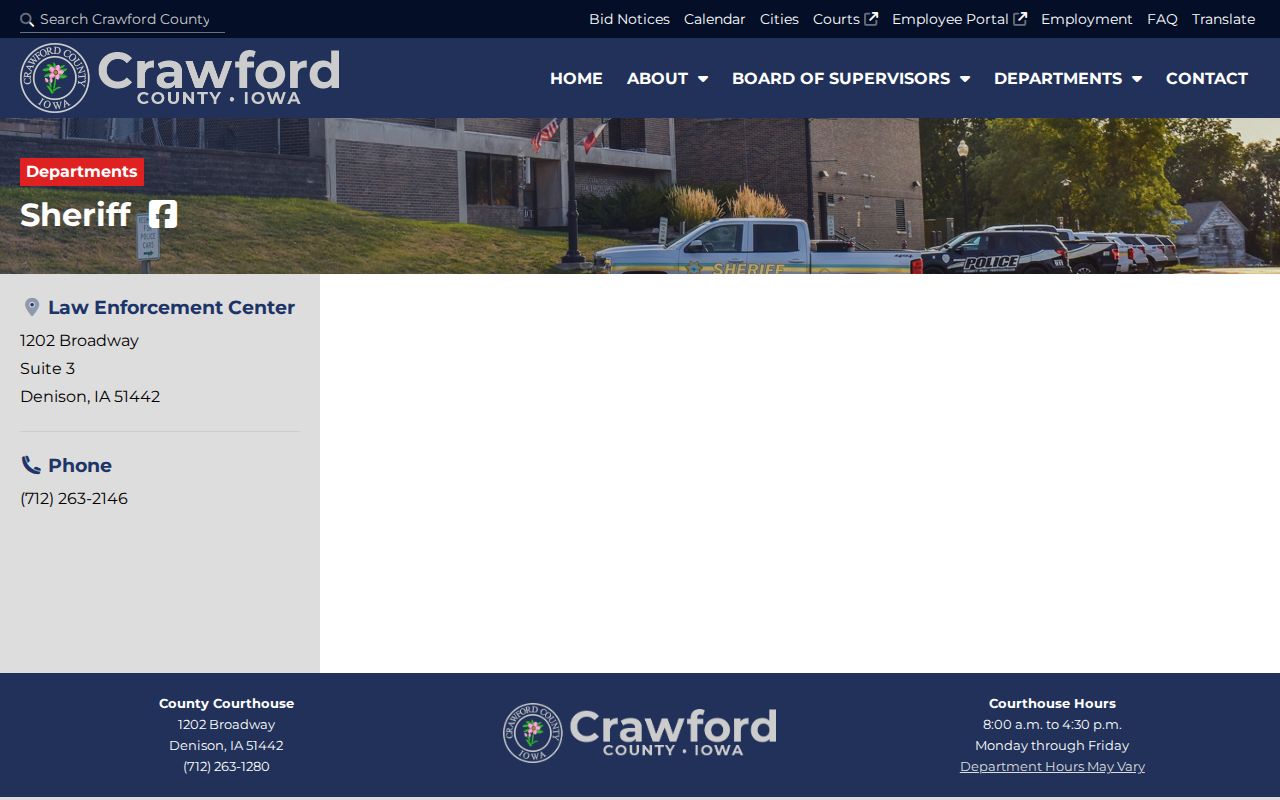 Crawford County Sheriff jail and roster contact page